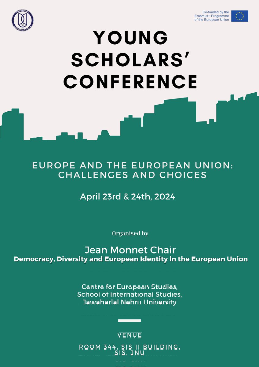 Lyimeee's tweet photo. From the Young Scholars' Conference 2024 today, organised by Centre for European Studies, SIS, JNU. The inaugural session discussions are always the ones you can never miss! Discussing contemporary challenges and developments in Europe and Intl Politics. #JNU #SIS #YSC2024 https://t.co/0Rkyq8VZjF
