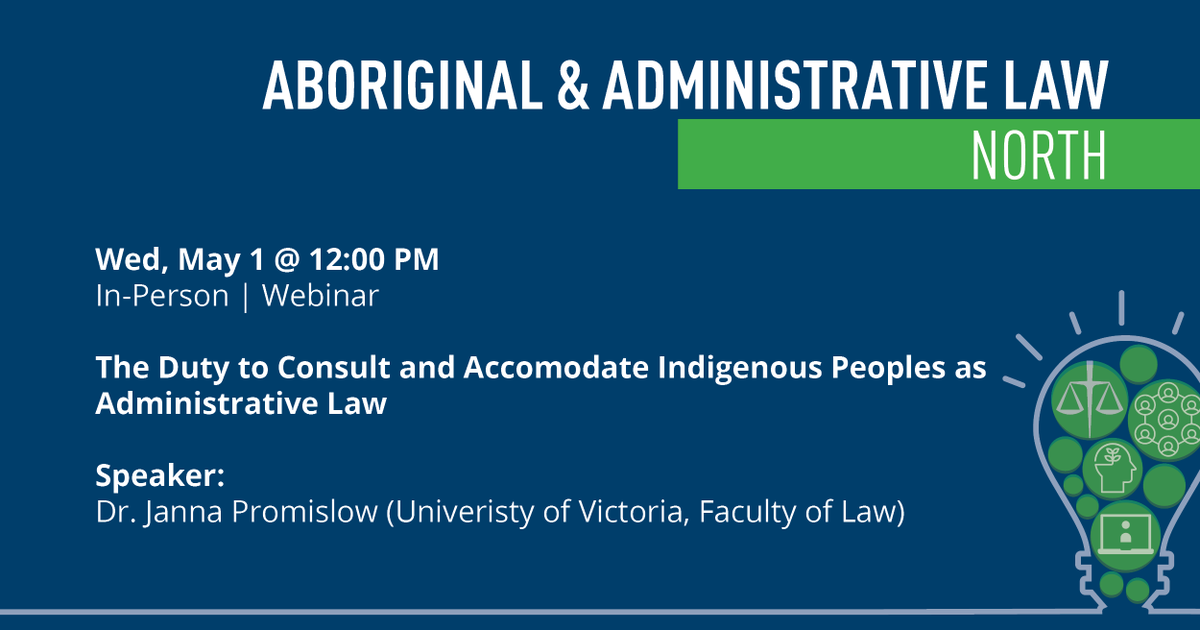 Dr. Janna Promislow of @UVicLaw speaks on the duty to consult and accommodate in administrative law and judicial review at our Aboriginal & Administrative Law joint Section. Don't miss out - register now! cbapd.org/details_en.asp…