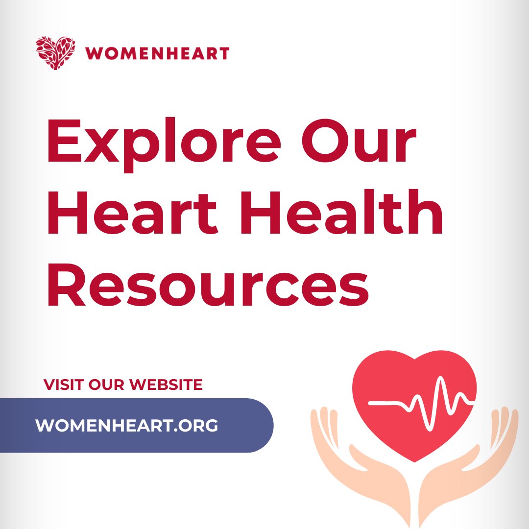 Explore our heart health resources for valuable information on prevention, management, and support. Visit our website today: womenheart.org/get-involved/e…! 💪 #WomenHeart #HeartHealth #Empowerment
