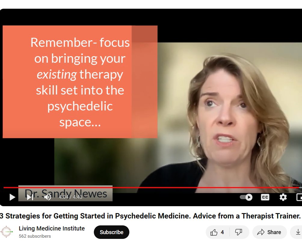 Have a listen to Dr Sandy Newes on 3 strategies for getting started in Psychedelic Medicine. Advice from a ketamine-assisted psychotherapist on beginning a psychedelic medicine practice.
youtube.com/watch?v=lZOuHH…

#PsychedelicTherapy #ClinicalTraining #LivingMedicineInstitute