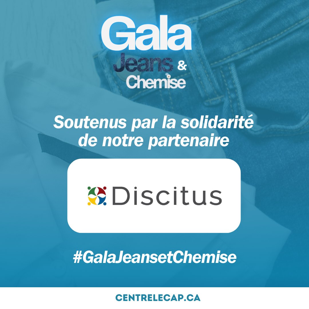 Un grand merci 🙏 à notre précieux partenaire @discitus de leur soutien essentiel au Gala du CAP Jean et Chemise Blanche 👖! Grâce à vous, nous faisons une réelle différence 💫. #GalaJeansetChemise #Gala2024 #SantéMentale #LeCAP #OnFr