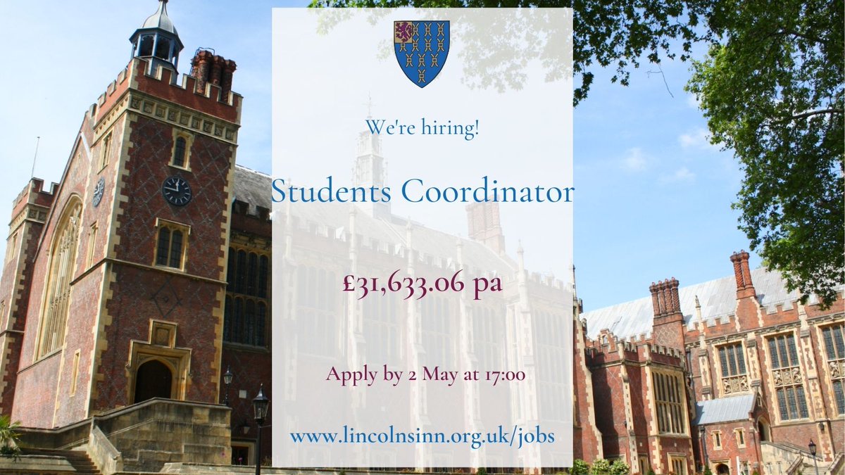 🔊We're #hiring! Students Coordinator 💸£31,633.06 pa 🕰️40 hours a week, Monday-Friday (09:00-17:00) To apply, send your CV to HR@lincolnsinn.org.uk Find out more: ow.ly/qjOQ50Rlfvy