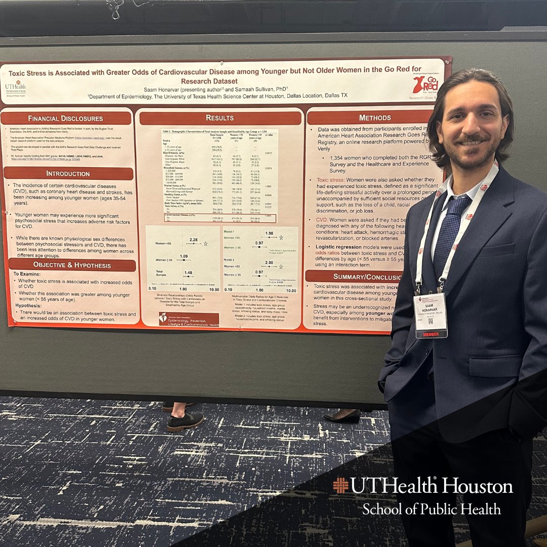 Second-year MPH student, Saam Honarvar, was awarded the Trudy Bush Fellowship for Cardiovascular Disease Research in Women's Health at the AHA's EPI|Lifestyle sessions this spring. Congrats Saam!