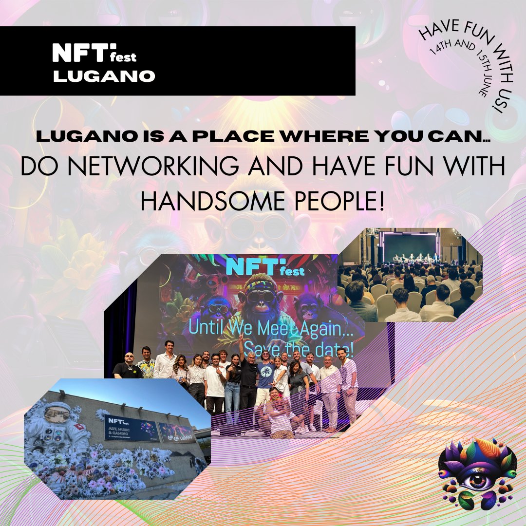 Hi guys! You don't know what to do in Lugano? For one more time, we'll tellin' ya😉 Here you have the chance to encounter handsome people everyday! Go on Eventbrite.ch and secure your spot😉 Link in Bio! #luganonftfest #art #fashion #ai #ar
