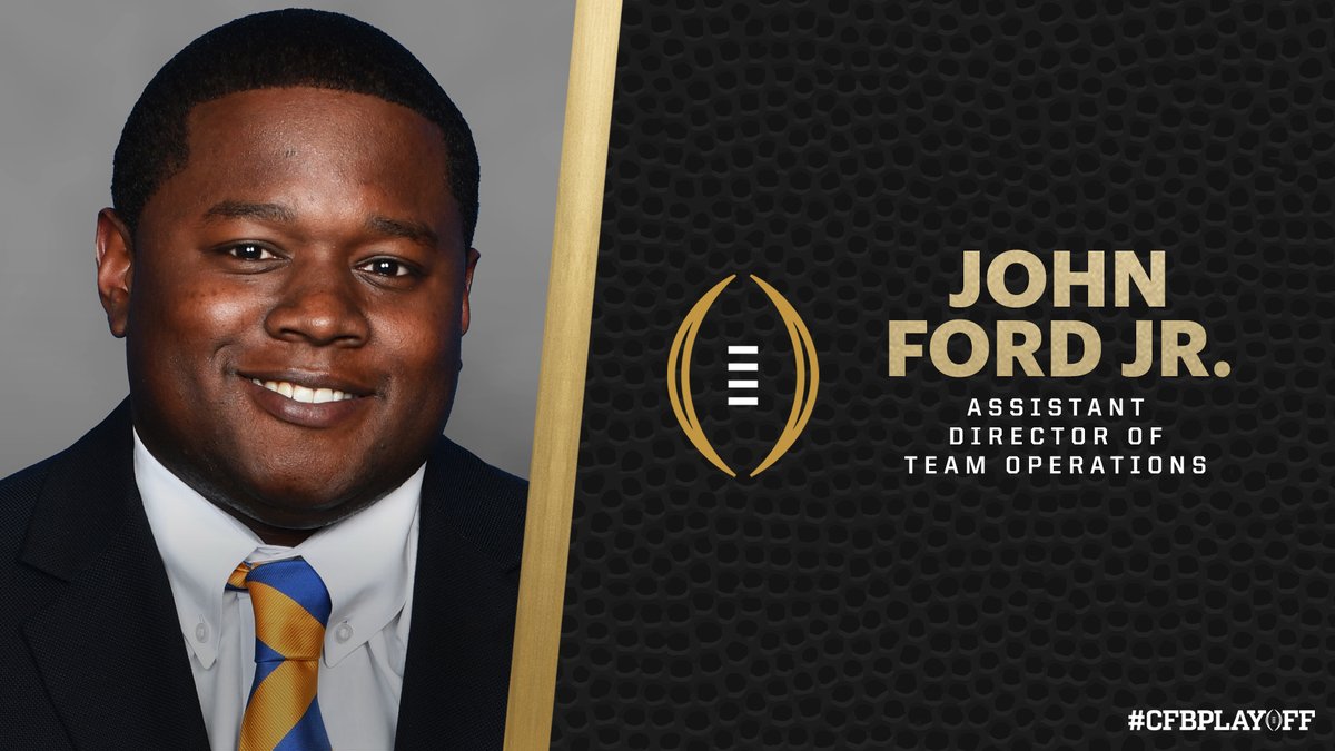 Please help us welcome John Ford Jr. to the College Football Playoff staff as the CFP's assistant director of team operations. Previously, Ford made stops at @Pitt_FB, @WakeFB and @RFootball. #CFBPlayoff 🏈🏆