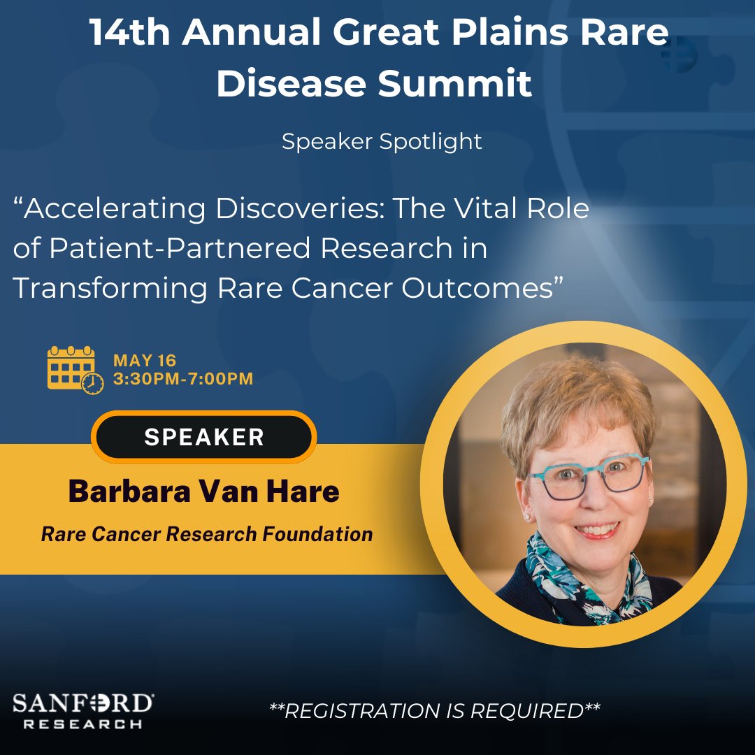 Join us for the 14th Annual Great Plains Rare Disease Summit! Barbara is a consultant to the Cancer Cell Line Factory at the Broad Institute of MIT and Harvard, a member of NORD's Rare Cancer Coalition. Registration Link: app.smartsheet.com/b/form/0277600…