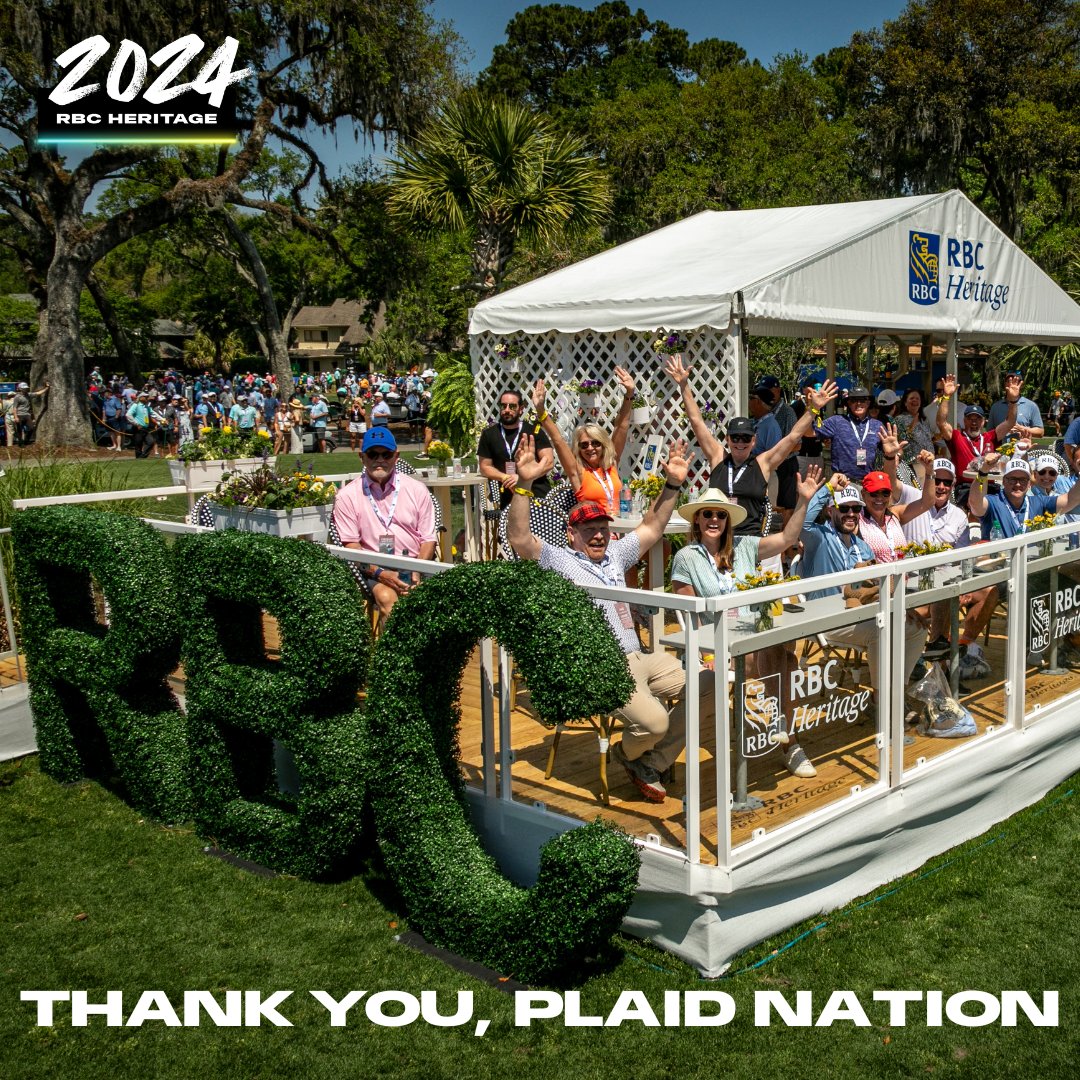 RBC_Heritage's tweet photo. We can’t thank our sponsors, volunteers and fans enough for the past week. The 56th annual #RBCHeritage was one for the books, and it’s all because of you. ♥

We recognize your dedication year-round, but today you deserve an extra special shoutout.

Thank you.

#PLAIDNATION https://t.co/2LvS4jPuNJ