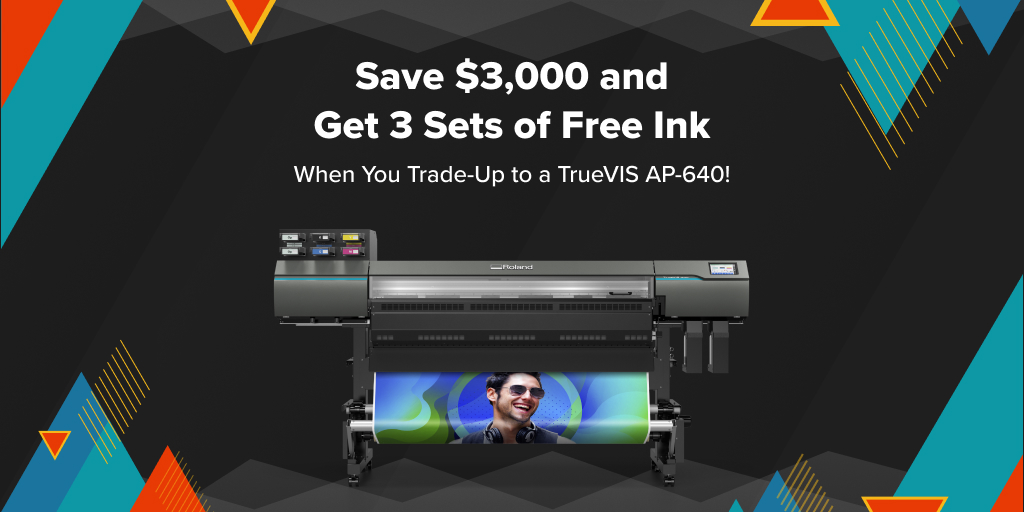 Now through June 30, 2024, trade-in a qualifying wide-format latex or resin printer and save $3,000 on a new TrueVIS AP-640. PLUS 3 free sets of ink — that’s a total savings of $5,475! Take advantage of this amazing offer while it lasts!>>> ow.ly/FIyg50QGMM8 #resin #latex