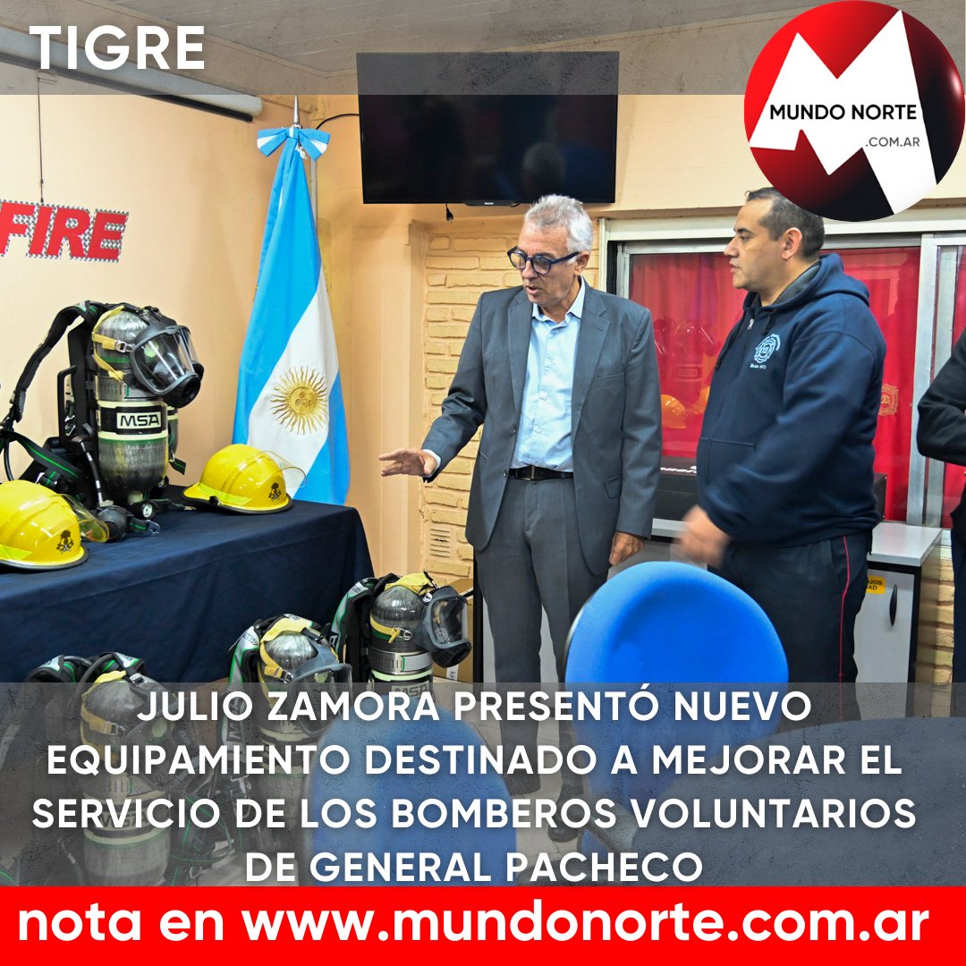 Julio Zamora presentó nuevo equipamiento destinado a mejorar el servicio de los Bomberos Voluntarios de General Pacheco
mundonorte.com.ar/2024/04/julio-…

#tigre #juliozamora #bomberosvoluntarios #equipamiento #generalpacheco #mundonorte