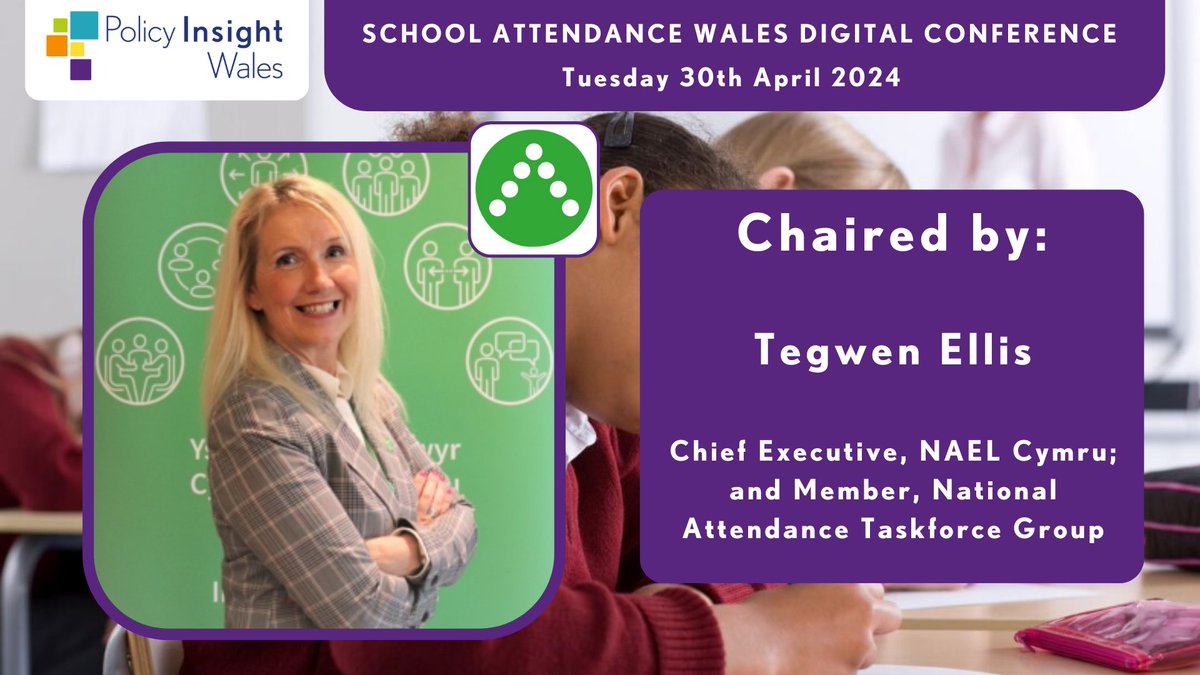 We’re delighted that our Chief Executive, Tegwen Ellis, will be facilitating the @insightwales #SchoolAttendanceWalesPIW Digital Conference on 30 April 2024. 

For more information and to view the agenda, go to ow.ly/Wse850RhTkG 

@tegwen_ellis