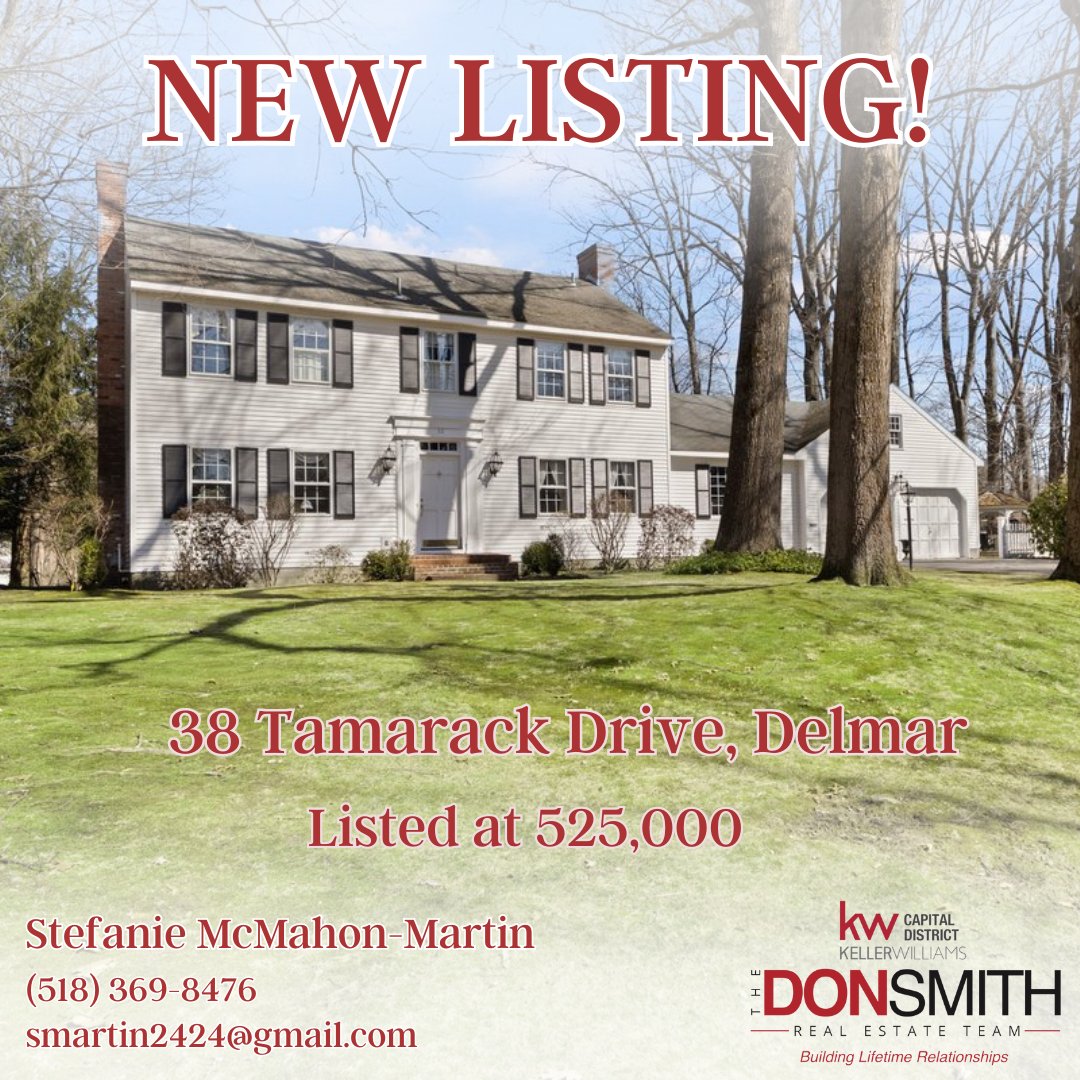 Great new listing in Bethlehem Schools! Reach out to Stefanie McMahon-Martin today for your private showing.

#TheDonSmithRealEstateTeam
#SeeSoldSignsSooner
#KellerWilliams
#KW 
#TraditionalHome
#Delmar
#BethlehemSchools
#BeautifulNeighborhood
#AlbanyAreaRealEstate
#ForSale