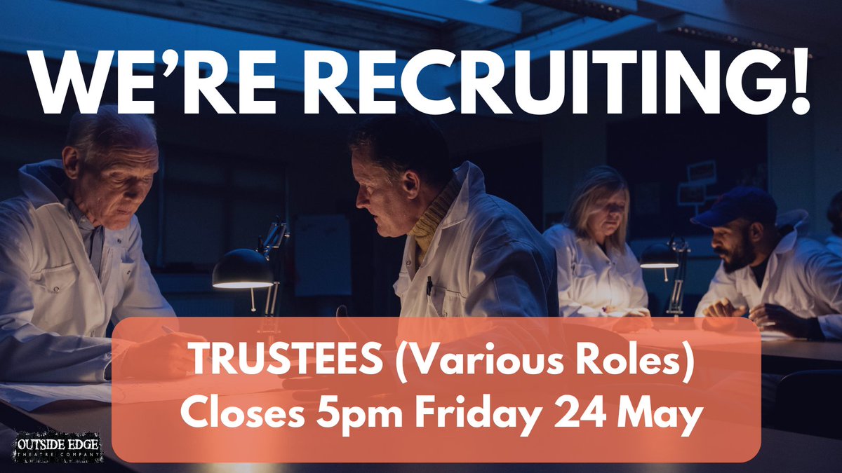 Outside Edge are seeking new Trustees who share our passion about changing lives through the power of theatre. Two new roles: Treasurer and Deputy Chair of the Board. For our Recruitment Pack and information on how to apply, link in our Bio! Deadline: Friday 24th May, 5pm