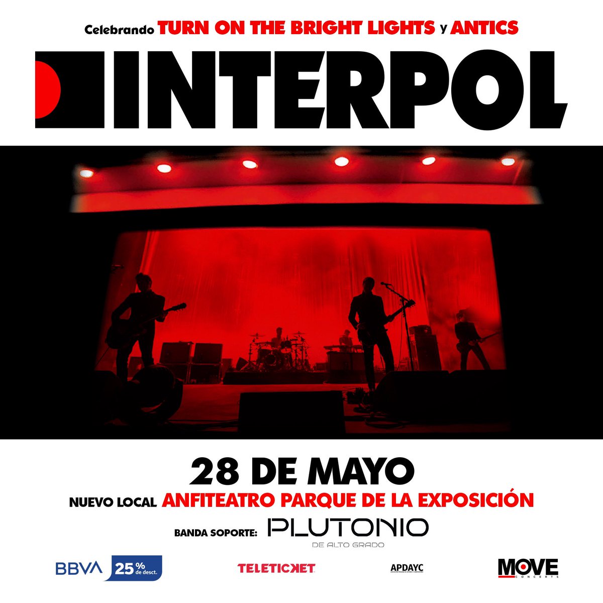 Please note our show in Lima on May 28th has now been moved to Anfiteatro del Parque de la Exposición. All tickets for the show remain valid.