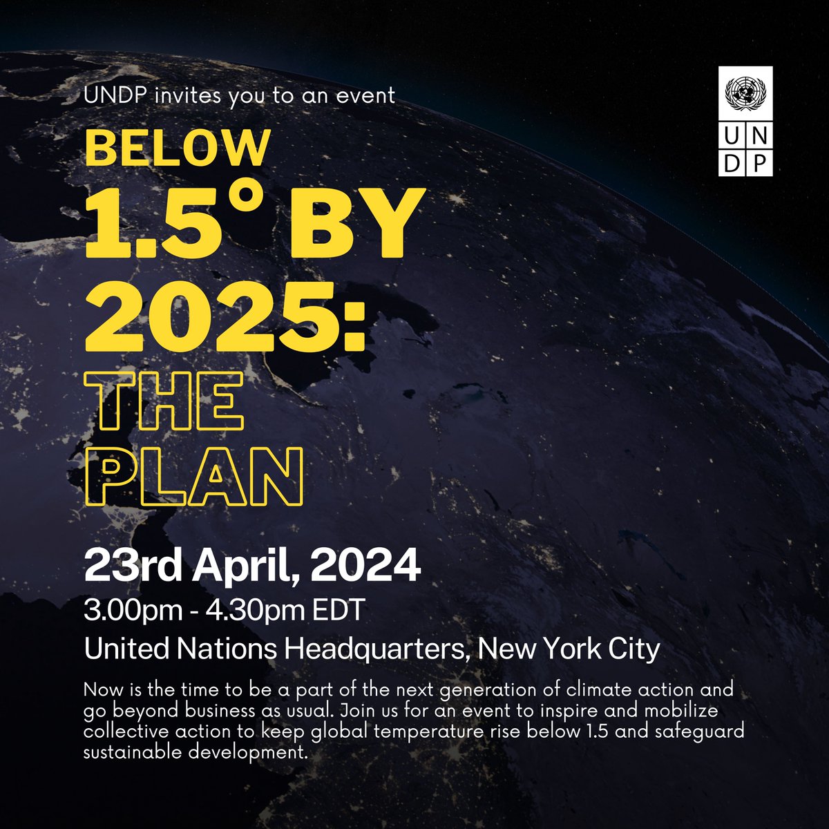 More than ever, we need collective action & multilateralism to limit temperature🌡️ rise to 1.5°C. Join @AntonioGuterres, @ASteiner, @Cassie_Flynn & @MarcosAthias to find out how @UNDP is scaling up climate action through its #ClimatePromise 2025. 📺 bit.ly/3UnSrFT