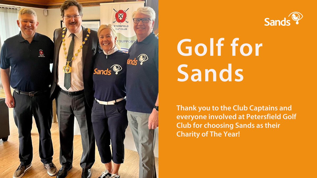 We want to say a huge thank you to the Captains at Petersfield Golf Club for choosing Sands as their charity this year ⛳ Their Drive In Day raised an amazing £1,100 💙🧡 Find out how your golf club can get involved ⬇️ sands.org.uk/golf-sands #BabyLoss