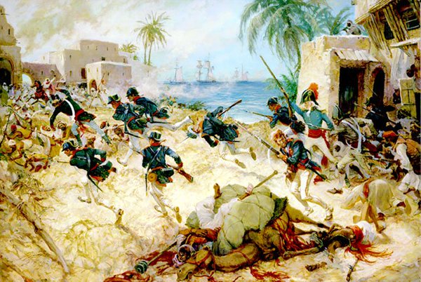 On this day in 1805, U.S. Marines and a mercenary army attack the Barbary fortress of Derna following a remarkable 600-mile overland march from Egypt.