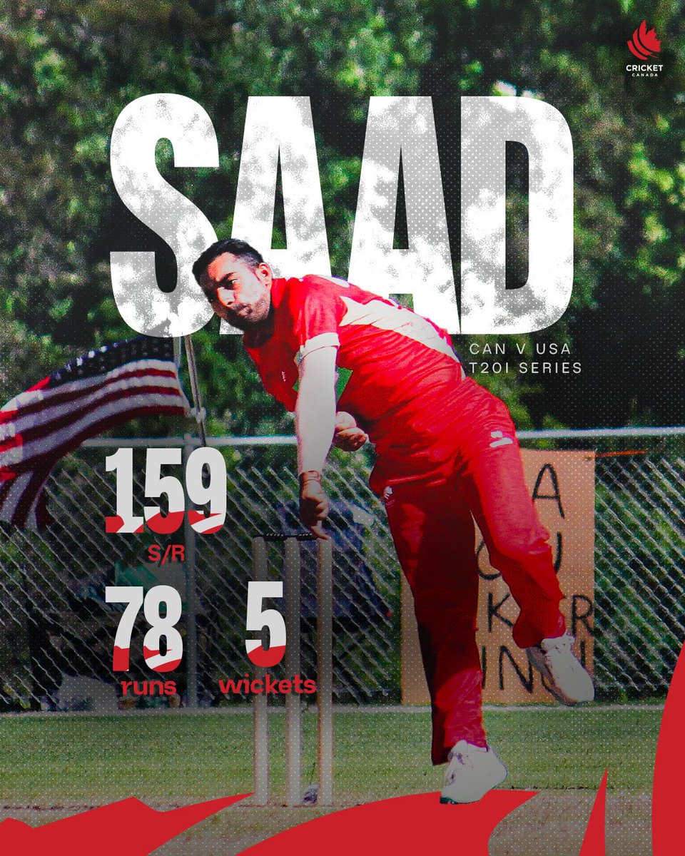 Saad’s strong efforts in the #CANvUSA bilateral series in 🔢

#cricketcanada #t20