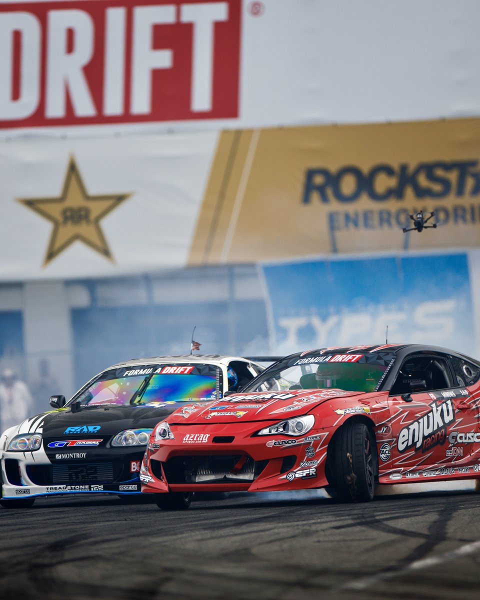 Meet us at Road Atlanta. #DanBurkett & #HiroyaMinowa | @GTRadialUSA #FormulaD #FormulaDRIFT