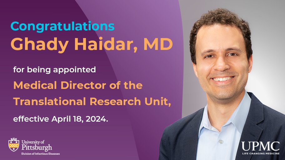 🎉 We are thrilled to announce that @cleverwebber is the new Medical Director of the Translational Research Unit (TRU) in the Division of Infectious Diseases, effective April 18, 2024. 🎉 
We're excited to see TRU's continued growth with Dr. Haidar at the helm! #idpittstop
