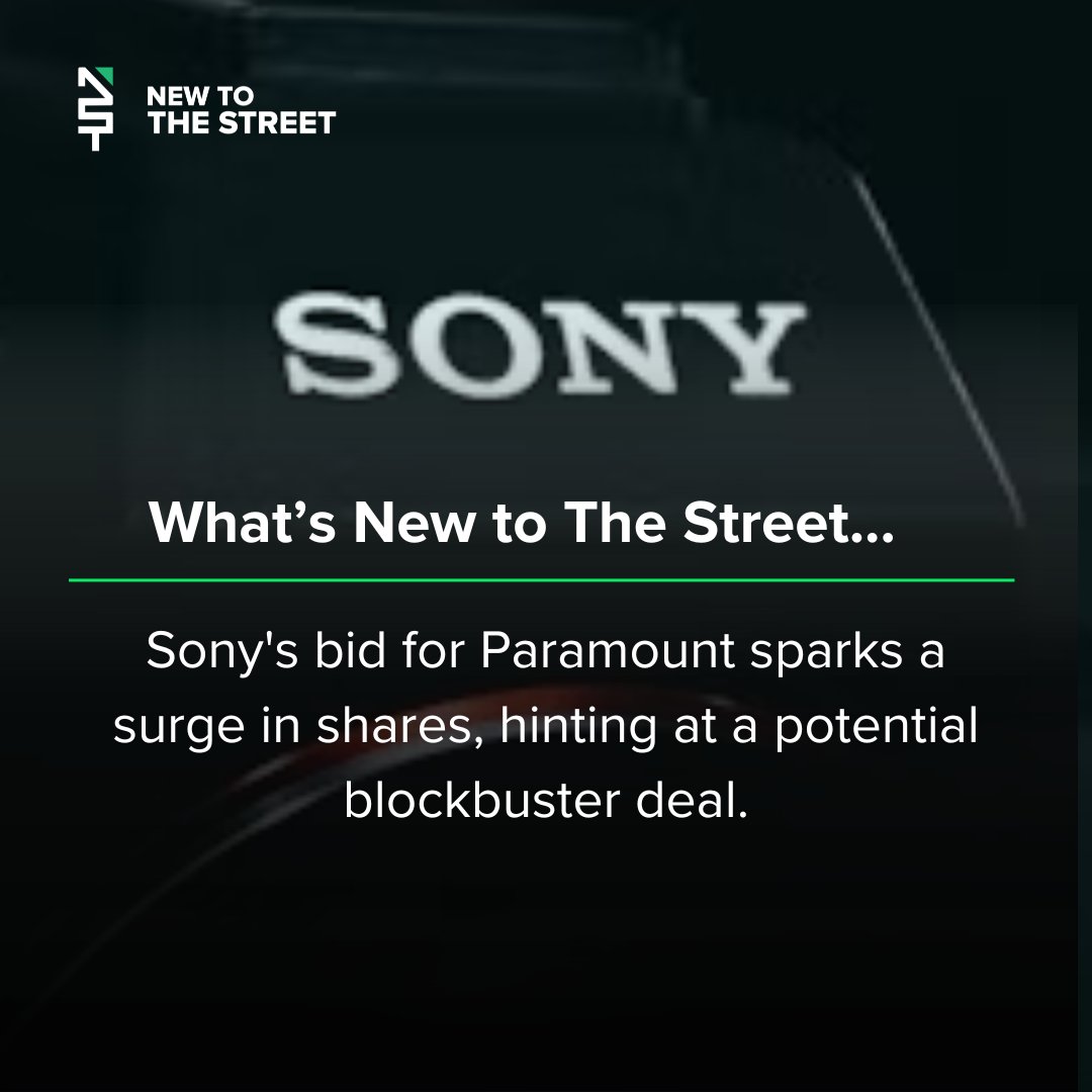 NewToTheStreet's tweet photo. What's New to The Street...

🎬 Lights, camera, action! Sony's bid for Paramount sparks a surge in shares, hinting at a potential blockbuster deal. Could this be a win-win for both studios? 🍿@vincemedia1

👉🏻Follow @NewToTheStreet for more!

#SonyParamount #BlockbusterDeal #Hollywood #businessnews #business #news #newtothestreet