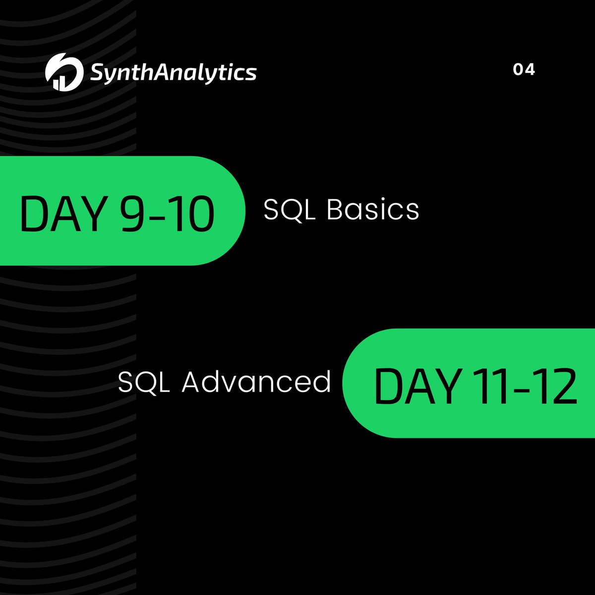 Synth_analytics's tweet image. Are you ready to learn and master data analytics? Then hop on this 30-day journey!๐ฅณ๐
This structured carousel guides you step-by-step from basics to the advanced data analytics level๐๐ฏ
#learndataanalytics #synthanalytics #justiceformaryam