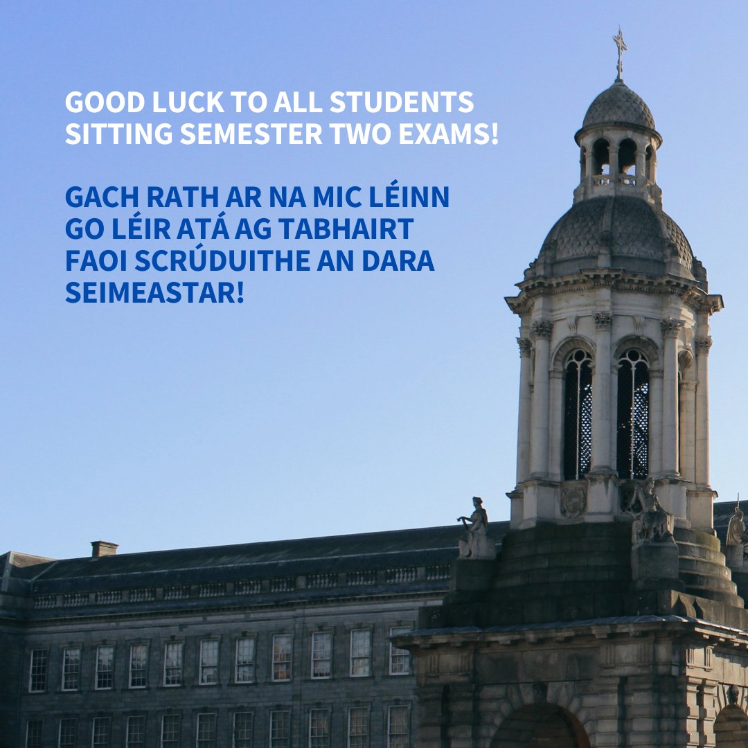 Good luck to everyone starting their semester two exams! A reminder if you need any exams information you can visit lght.ly/pklcd80 Best of luck! @tcddublin