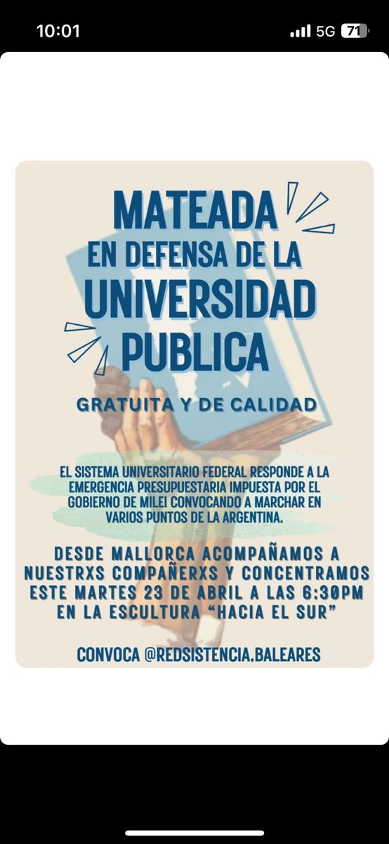 agu_springer's tweet photo. En Palma de Mallorca nos movilizamos también, nos vemos ahí! 🇦🇷 #UniversidadPublica #UniversidadPublicaSiempre #UniversidadesPublicas #EducacionPublica https://t.co/tdSm3tRFjr