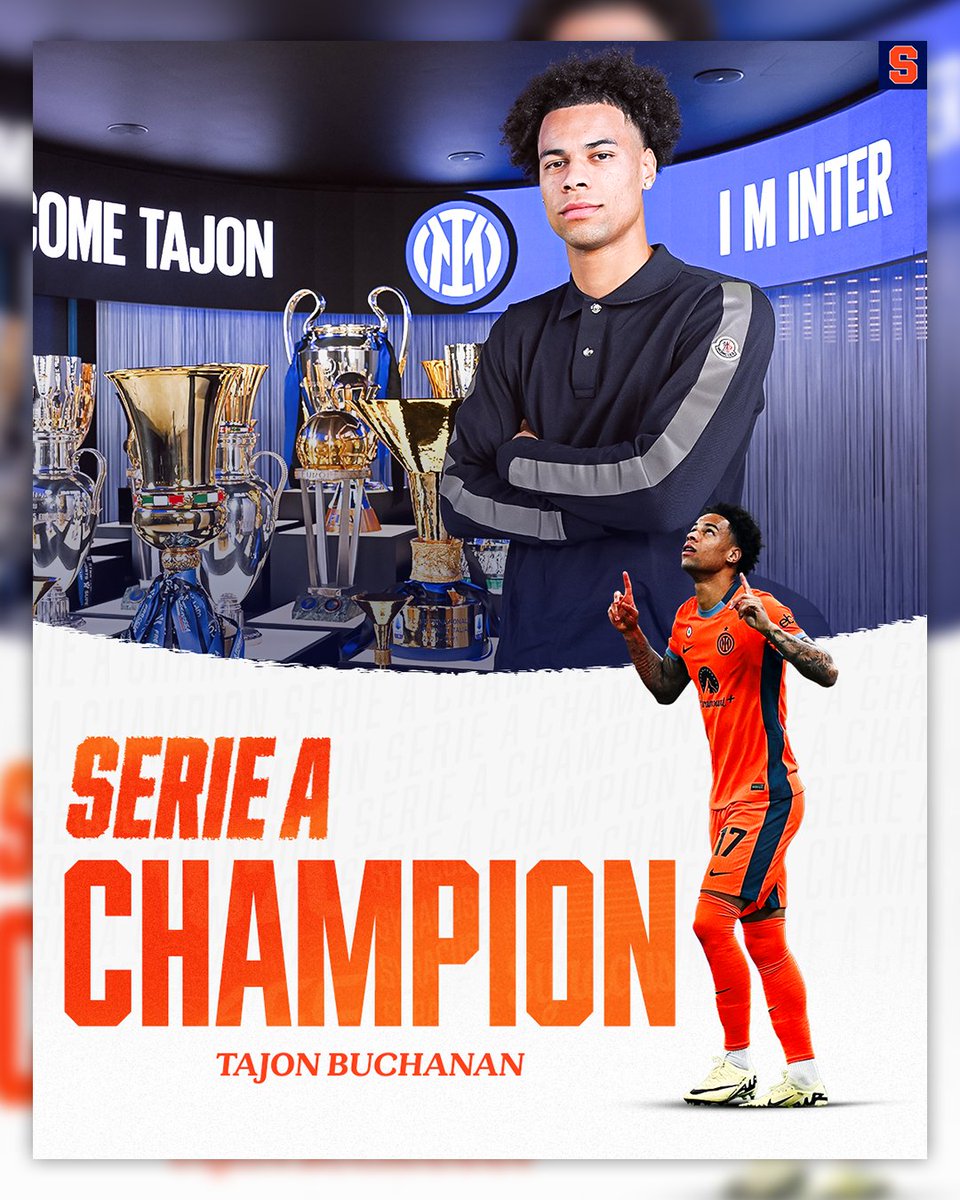 CuseMSOC's tweet photo. A second star for Inter. ⭐️⭐️🍊

Congratulations to Tajon Buchanan and Inter Milan on winning the club's 20th Serie A League Title.

Details: https://t.co/dE2xvMLcUj

#DareToDream https://t.co/zPoJpY0CM4