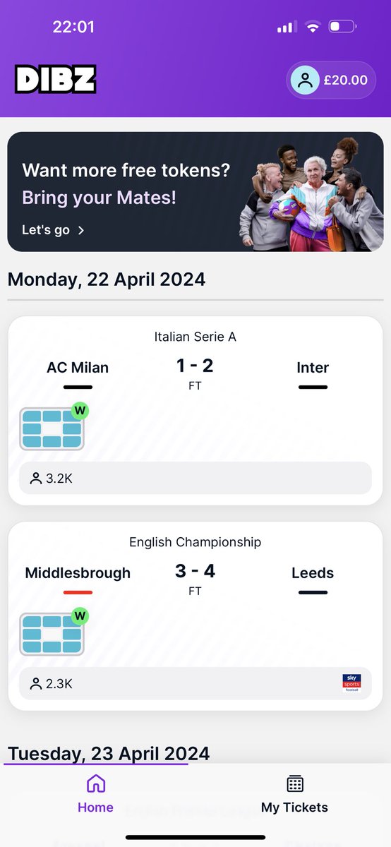 RobsssX's tweet photo. £20 won for free! 

Join me on DIBZ, where football meets Bingo. Get 2 free tokens each week just for joining! https://t.co/QsmI7WzbPQ https://t.co/Zch3iMqhjw
