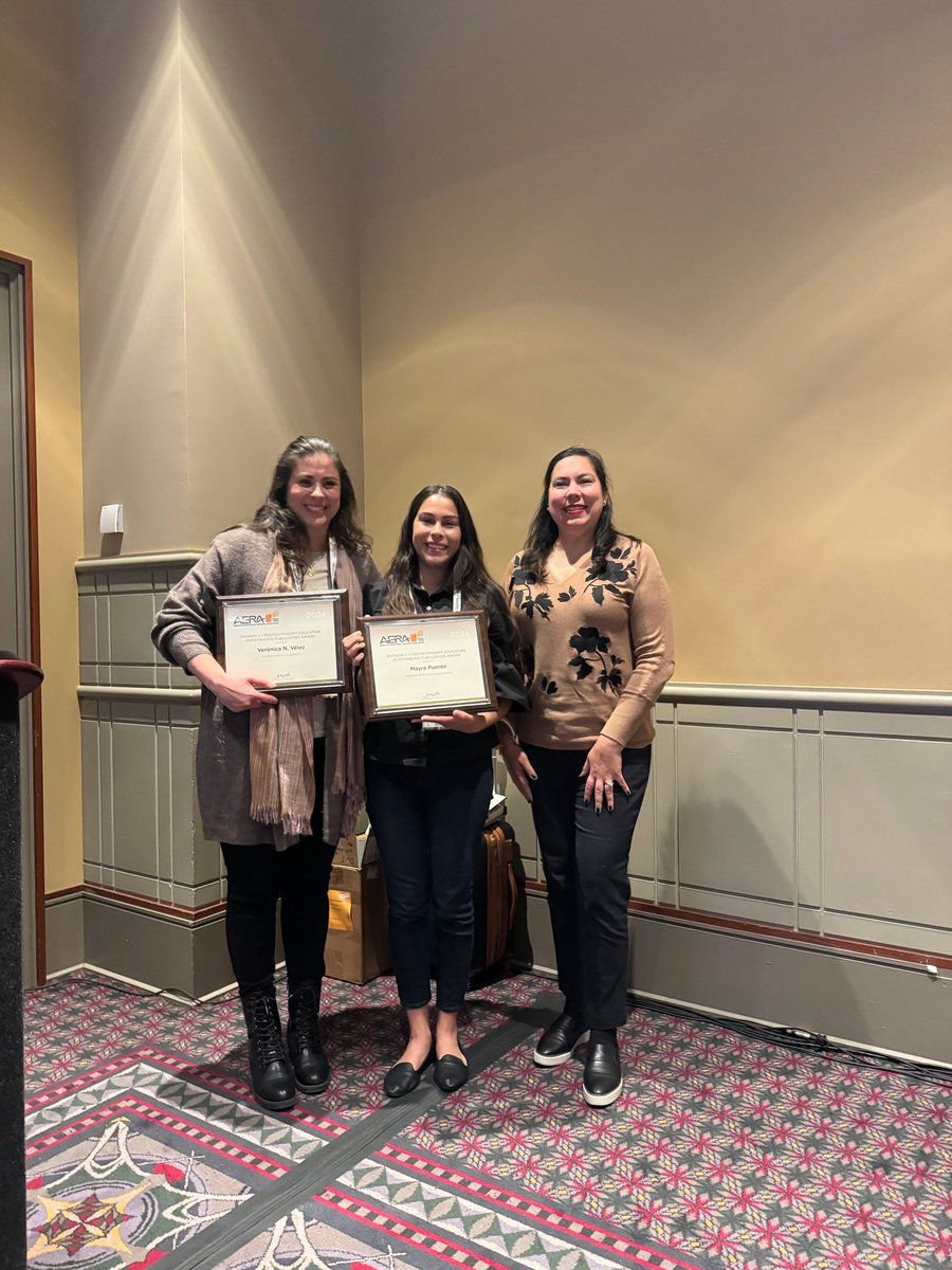 AERADiv_J's tweet photo. Finally, congratulations to Dr. Mayra Puente of UC-Santa Barbara and Dr. Verónica Vélez of Western Washington University on receiving the Outstanding Publication Award! https://t.co/Tg5JK6NA7V