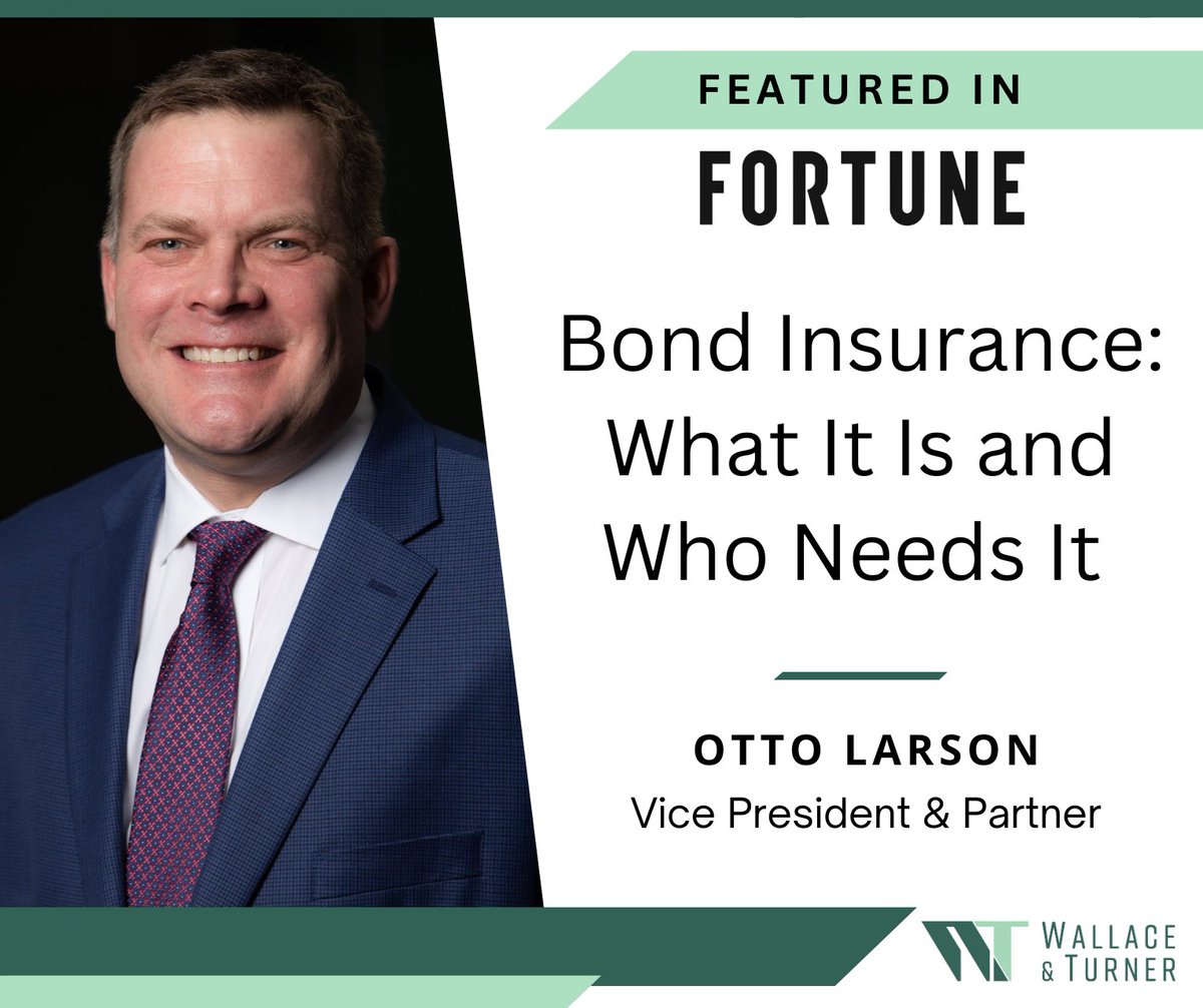 Businesses may consider #bondinsurance for protection, and in many cases, may be required to purchase this coverage. In an interview with @FortuneMagazine, Partner Otto Larson explained the types of businesses that commonly need #suretybonds. Read more: lnkd.in/g_9S7jyA