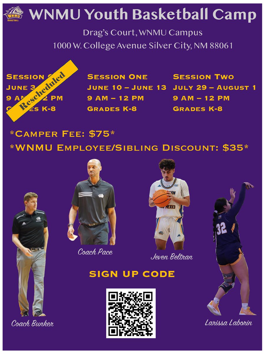 🔔It’s That Time of the Year Again🔔

Make sure to get your kids signed up for the WNMU Youth Camps this summer🏀⛹️‍♂️⛹️‍♀️

#RareBreed #WNMU