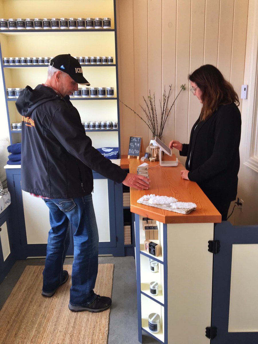 JoanChamp1's tweet photo. @Wangersky Love that Newfoundland sea salt! Here’s Gordon and I stocking up in Bonavista. https://t.co/UFMTQHG6h4