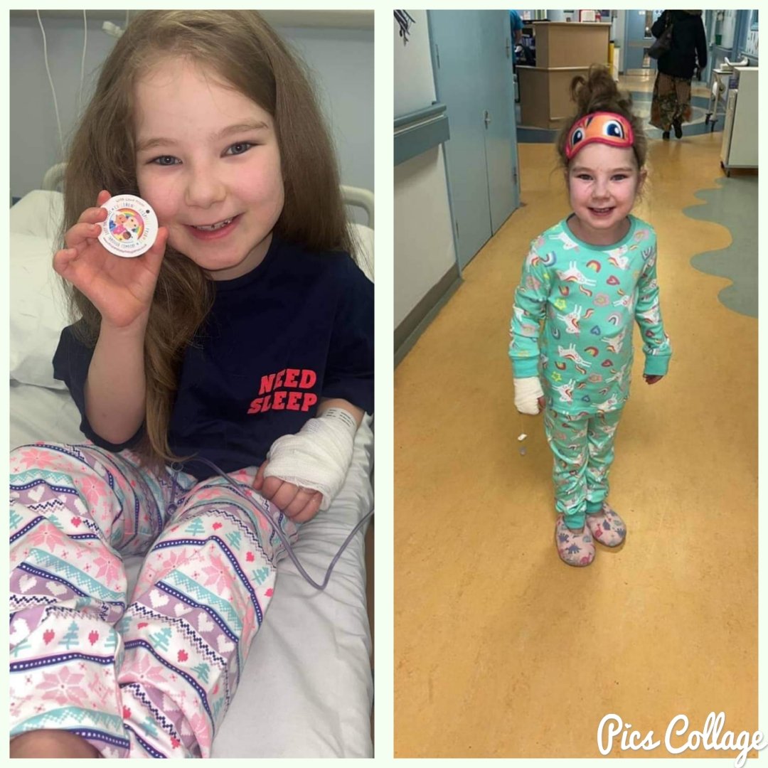 Here's Layla, receiving PJs during an unexpected hospital visit this month (left) and in March last year (right). Whilst the PJs have changed, that amazing smile keeps on shining through 😀 ❤️ #smiles #CreatingSmiles #unicorns #SpreadingLoveThroughComfort #supportcharity