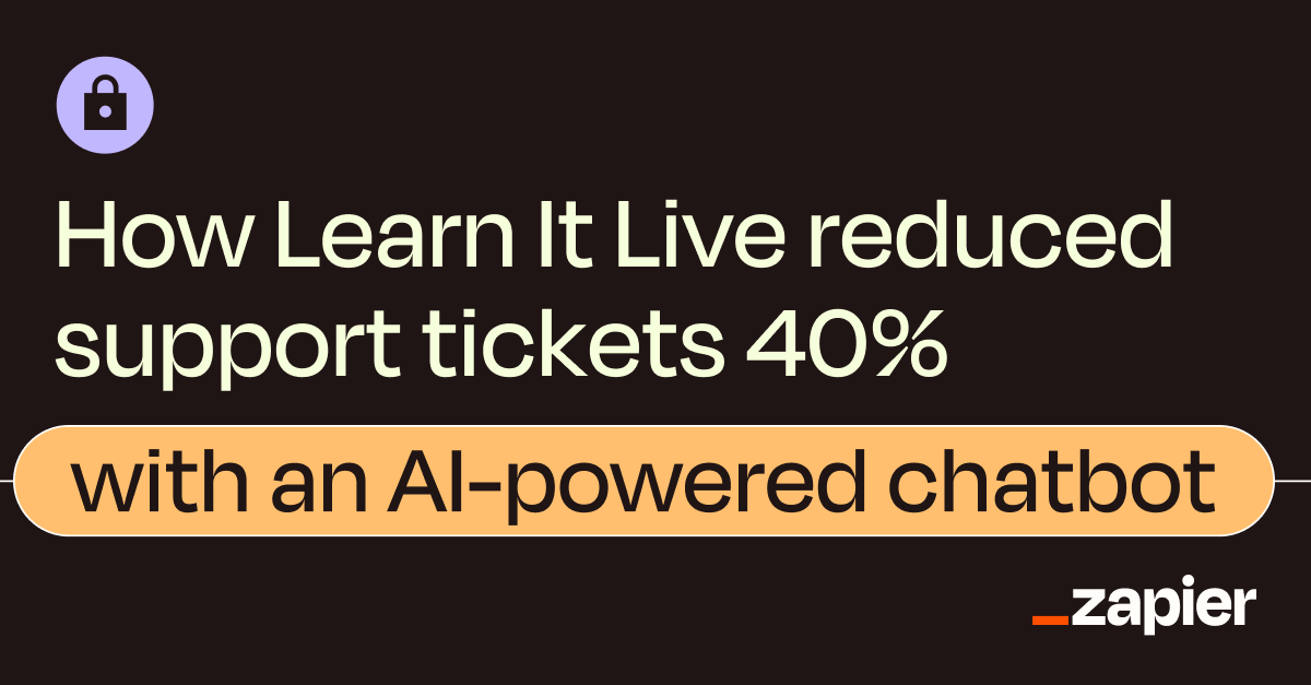 When it comes to customer experience, speed is a particularly tricky factor to nail as companies scale, which was the exact problem the @LearnItLive team faced. Here's how they used Zapier's Chatbots to reduce support tickets by 40%. bit.ly/4d1WizP