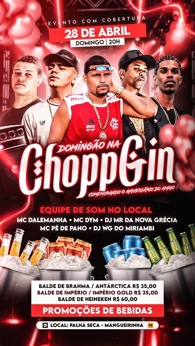 Domingo tem choperia ChoppGin no Palha seca, aqui na Mangueirinha. Várias atrações confirmadas e muita cerveja gelada 🍺👏🏼🥳🏴󠁧󠁢󠁥󠁮󠁧󠁿