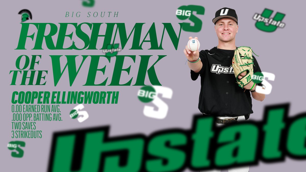He recorded a pair of saves and didn't permit a hit or run over three innings of work in two appearances last week. For his efforts, Cooper Ellingworth garnered Big South Freshman of the Week honors! #SpartanArmy ⚔️