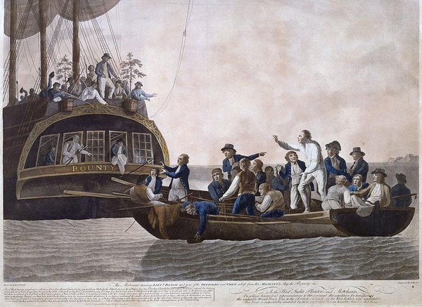 On this day in 1789, Fletcher Christian leads a mutiny aboard HMS Bounty. Captain William Bligh and 18 crewmen are set adrift. They spend 47 days at sea with few supplies before making land. The mutineers settle on Pitcairn Island where their descendants still live.