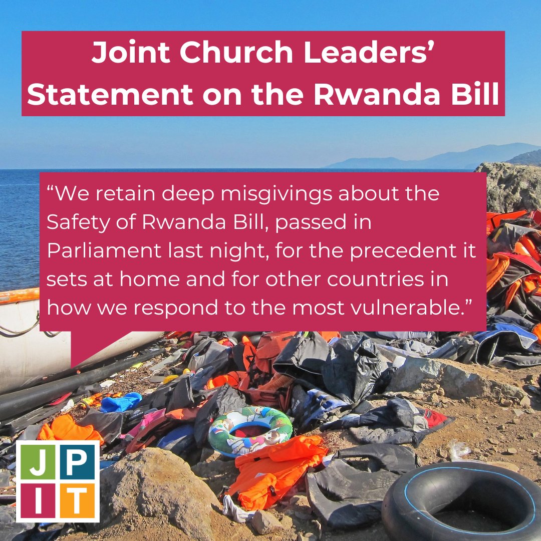 JPIT church leaders have joined with ecumenical leaders in a statement about the Rwanda Bill. They voice concern that asylum seekers and refugees are being used as a 'political football'. 

Read the full statement here: jpit.uk/dont-use-asylu…
