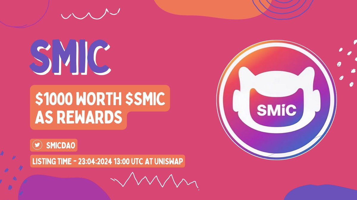 Cryptoglory_'s tweet photo. 🎉 Crypto Glory X SMIC #FCFS #RANDOM Big Giveaway

🤑 Reward: - $1, 000 $SMIC Tokens Giveaway-

To Enter ⤵️
➡️Follow @Cryptoglory_ &  @SMiCDAO
➡️Like, RT & Tag 3 Friend
➡️Join #Gleam :- ⤵ https://t.co/m4wh03aIcZ

#Airdrop #Giveaway #USDT #BTC         #FCFS #ETH #TOKEN #IDO #Crypto #Binance_Live_AMA  #giveaways $XTER