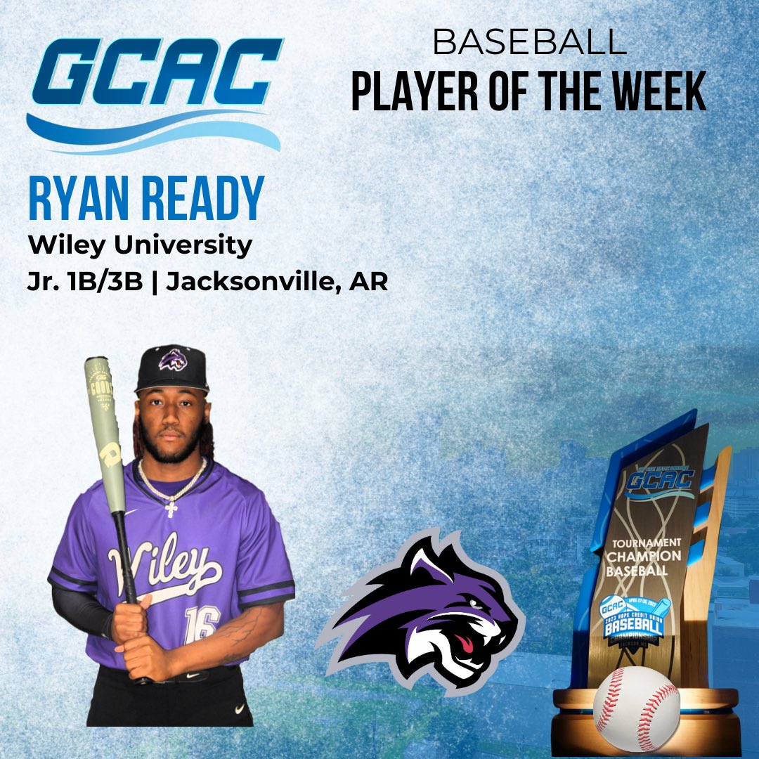 Congratulations to the GCAC Baseball  POWs, both from Wiley University Athletics , Keyon Guillory and Ryan Ready ! 

#HBCUBaseball #HBCUs #hbcusports #wherewinnersthrive