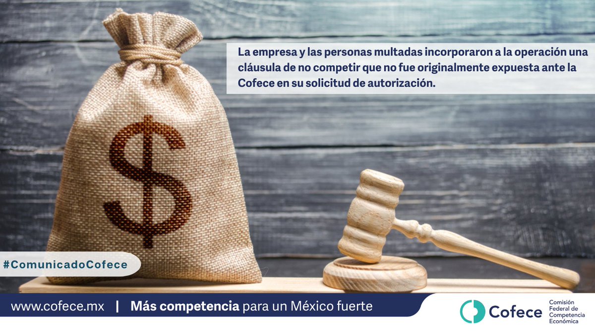 #Entérate: multa de 1.5 mdp impuesta por la #Cofece a una empresa de materiales de construcción y dos personas por incluir cláusula no autorizada en proceso de concentración.🙅‍♀️

¡La transparencia es clave en competencia económica!

#ComunicadoCofece aquí: bit.ly/4b2qdpK