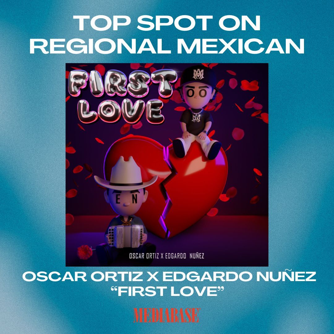 Oscar Ortiz and Edgardo Nuñez's collaboration, 'First Love,' secures the #1 spot on the Mediabase Regional Mexican chart, showcasing the essence of traditional Mexican music. Click the link in our bio to listen to all our New No. 1 hits. #MEDIABASE #REGIONALMEXICAN #RADIO