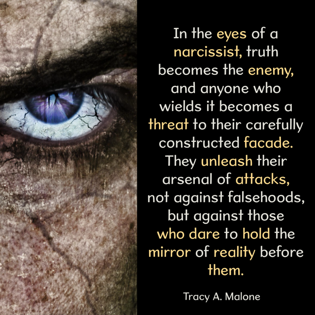 A #narcissist has developed a persona that they show the public. Exposing their #truth turns them ugly. #narcissism #covertnarcissist #narcissisticabuse #narcissistabusesupport #tracyamalone #divorcingyournarcissist #divorcinganarcissist #youcantmakethisshitup