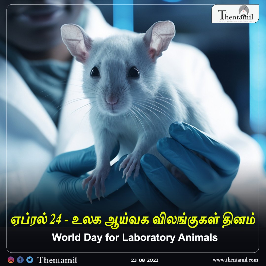 ஏப்ரல் 24 - உலக ஆய்வக விலங்குகள் தினம்,
thentamil.com
#WorldDayforLaboratoryAnimals #WorldWeek #Animals #Laboratories #Pet