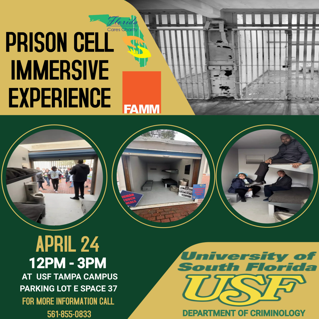 In the Tampa or surrounding area? Come join us tomorrow for our Prison Cell Immersive Experience at USF Campus from 12PM - 3PM Parking Lot E Space 37. This is a great opportunity to share what loved ones experience every day & help raise awareness to the need for change.