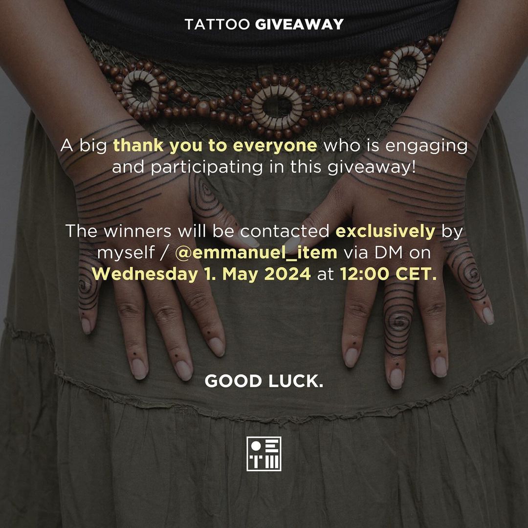 WIN A CHANCE FOR AN ULI (IGBO BODY ART) INSPIRED TATTOO! Our brother the trailblazing Igbo Tattoo artist and Uli specialist (Emmanuel Item) is offering a tattoo giveaway. Deadline May 1st 20240 instagram.com/p/C6G8Qw6MSLz/…