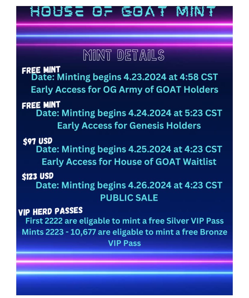 armyofgoatsnft's tweet photo. OGs 👀 it’s #mint day
Reveal on 4.26 at public sale opening.
🔥🔥🔥💎👋 https://t.co/Oh2KnhWaBu