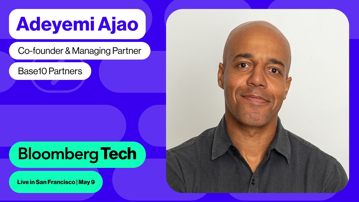 Join Base10 founder and managing partner Ade Ajao at #BloombergTech on May 9th in SF! His panel of VC experts will discuss AI, the startup landscape, and much more! Discounted tickets still available: bit.ly/BTech30