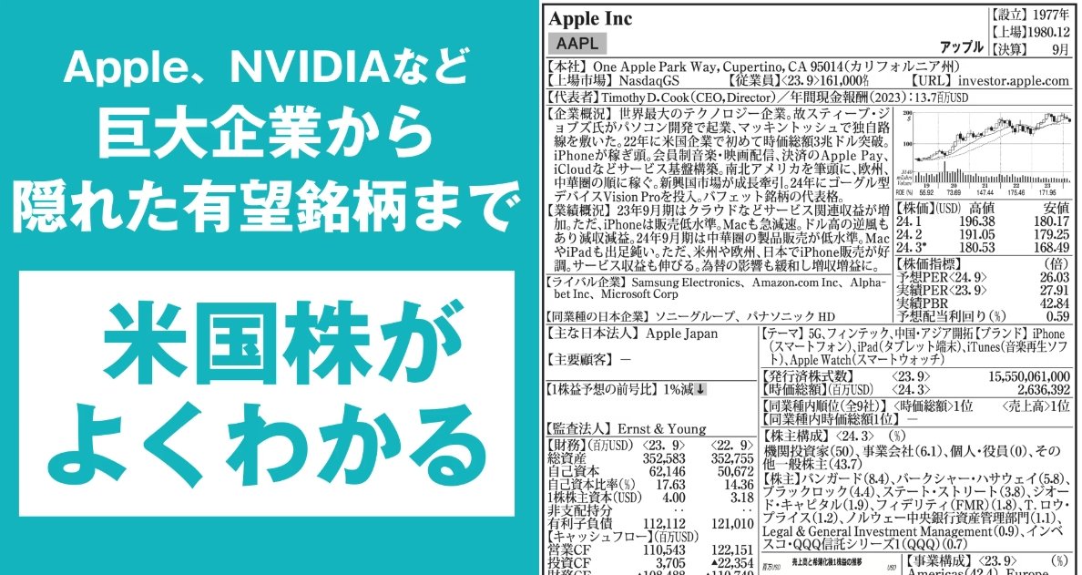 「米国会社四季報」2024年春夏号【4//22発売】 Amazon→amzn.to/3Urw7uX 楽天ブックス→a.r10.to/hNakZl [PR]